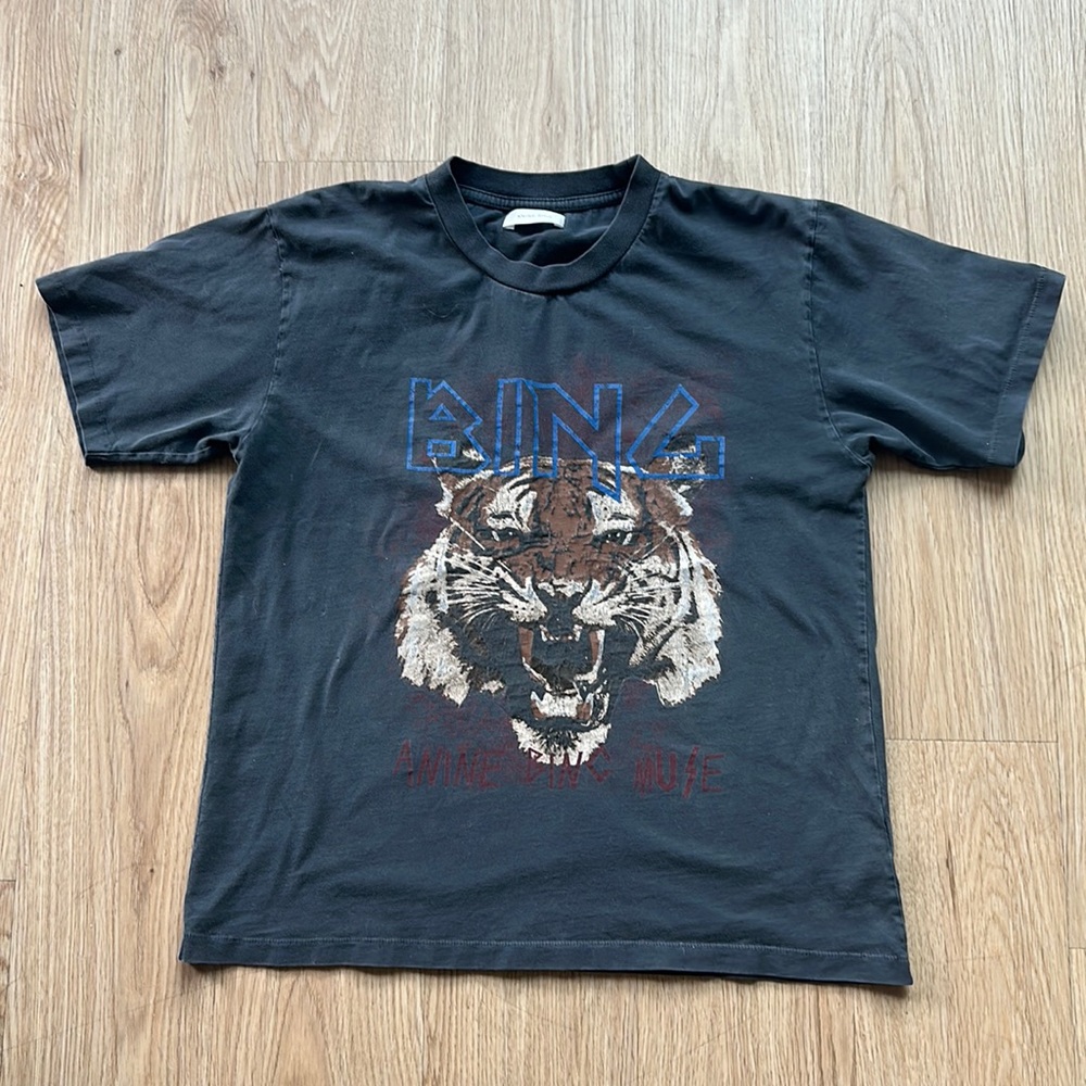 Anine Bing Black Graphic Tiger Tee